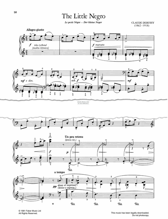 Produktgalerie: Seite 1 von 1 Le Petit Nègre, Claude Debussy, Klavier
