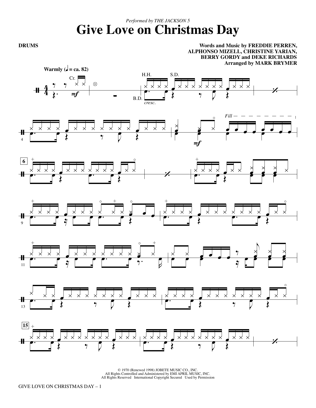 Product picture to: Give Love on Christmas Day (arr. Mark Brymer) - Drums