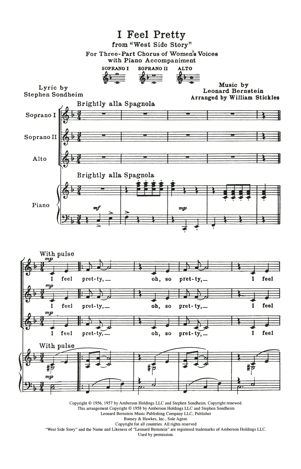 Product gallery: Page 1 of 1 I Feel Pretty (from West Side Story) (arr. William Stickles), Leonard Bernstein