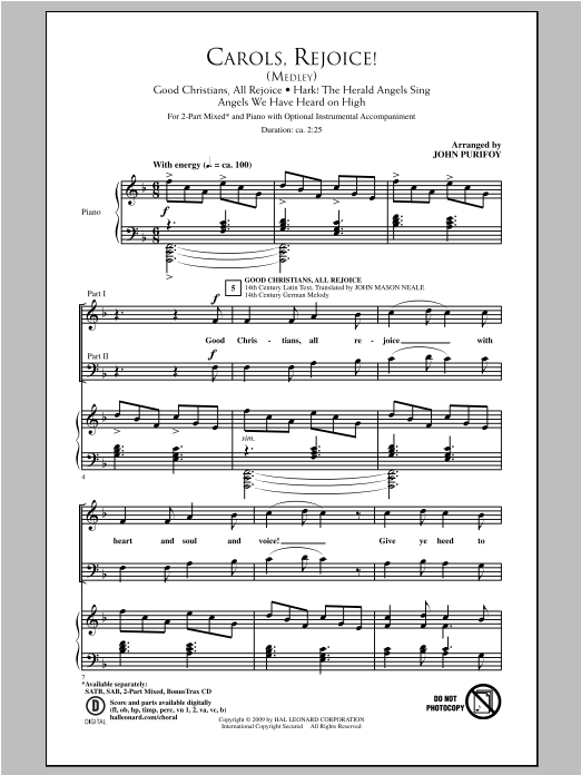 Product gallery: Page 1 of 1 Carols, Rejoice (Medley), John Purifoy