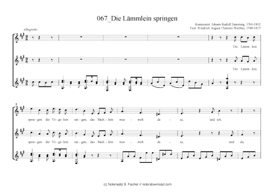 Product picture to: Die Lämmlein springen Johann Rudolf Zumsteeg,  1760-1802 / Friedrich August Clemens Werthes, 1748-1817