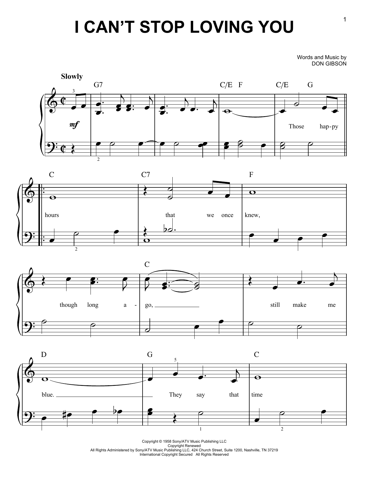 Produktgalerie: Seite 1 von 1 I Can't Stop Loving You, Don Gibson, Klavier