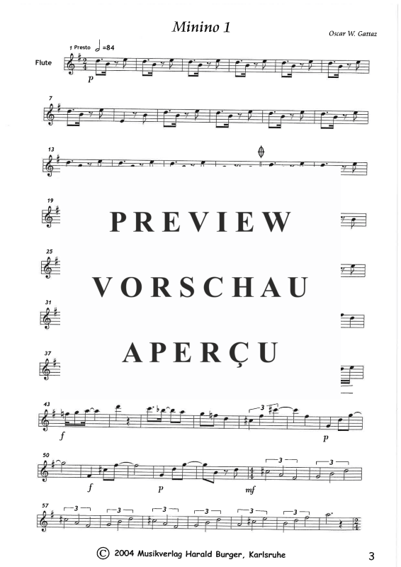 gallery: Sechs Mininos für Flöte und Gitarre, , Querflöte - Einzelstimme