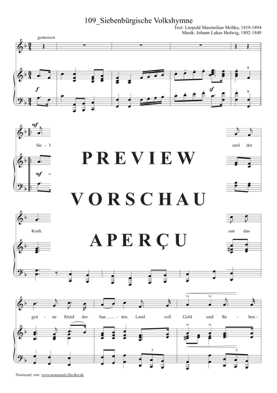 Product picture to: Siebenbürgische Volkshymne Aus Lahrer Kommersbuch, Klavierausgabe Band 2
