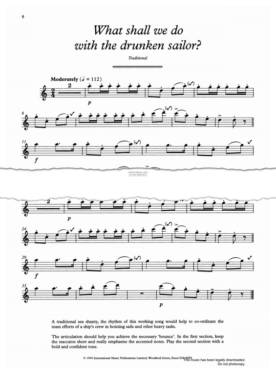 gallery: What Shall We Do With The Drunken Sailor?, Traditional, Flöte, Klavier