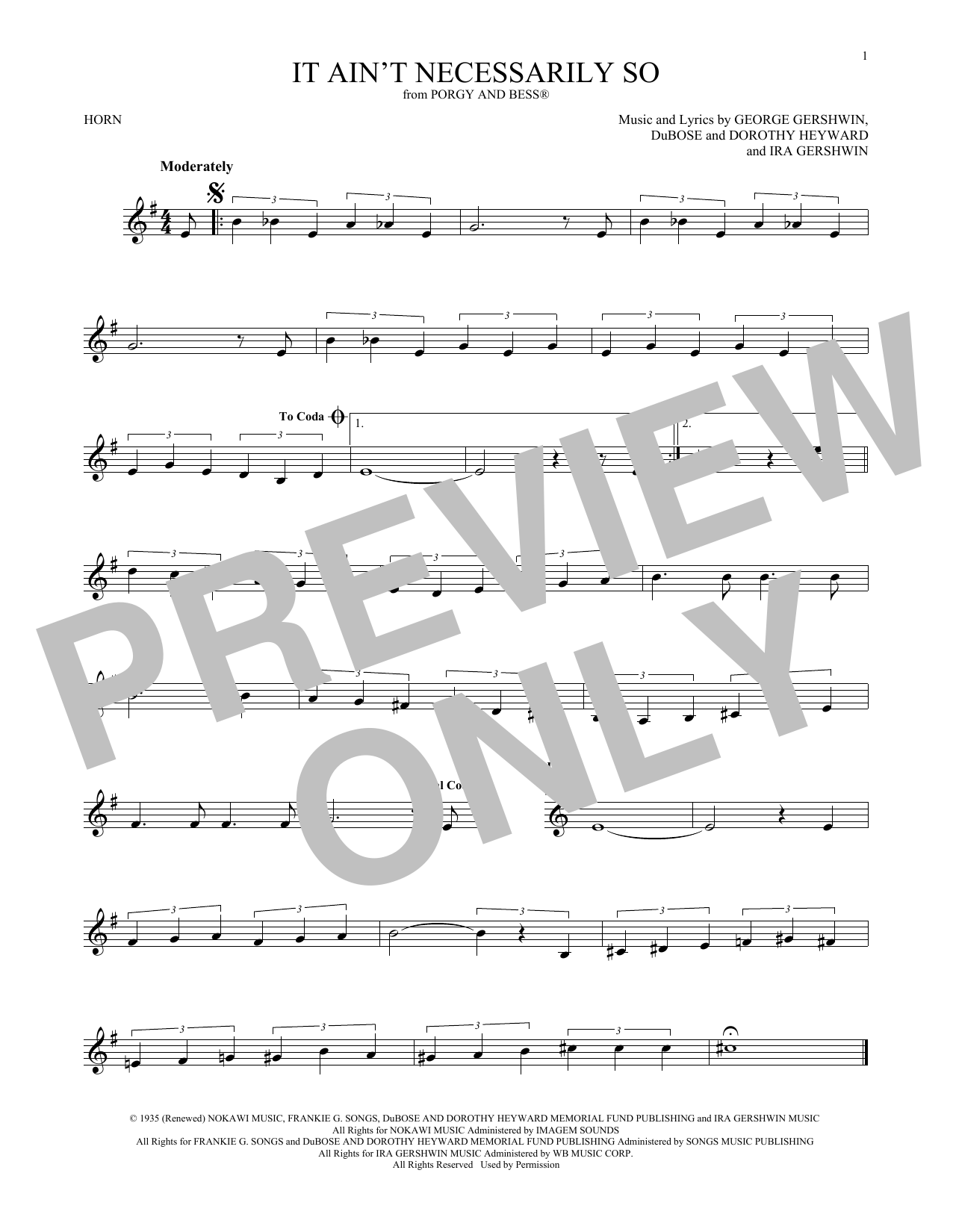 Produktgalerie: Seite 1 von 1 It Ain't Necessarily So, George Gershwin, Horn