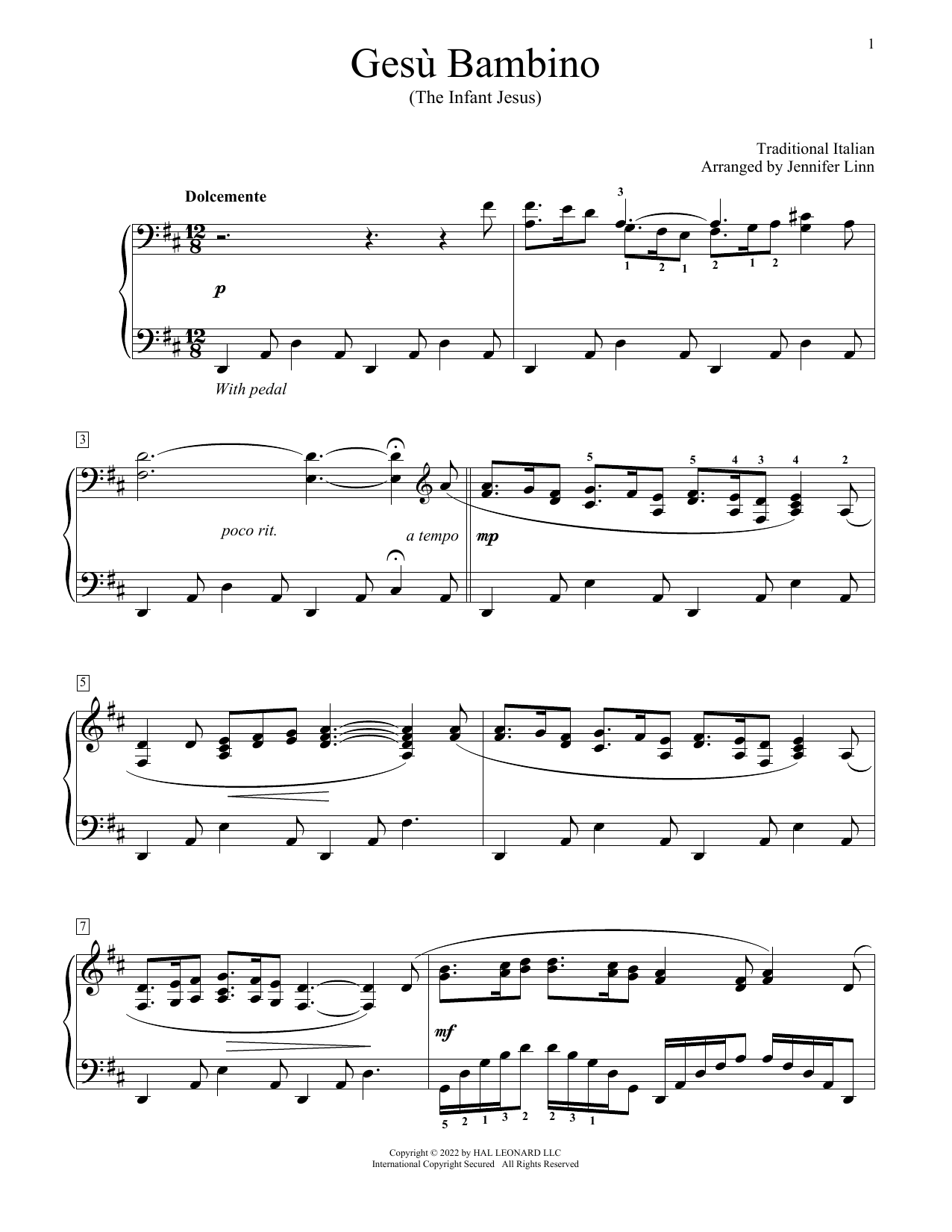Product gallery: Page 1 of 1 Gesu Bambino (arr. Jennifer Linn), Traditional Italian