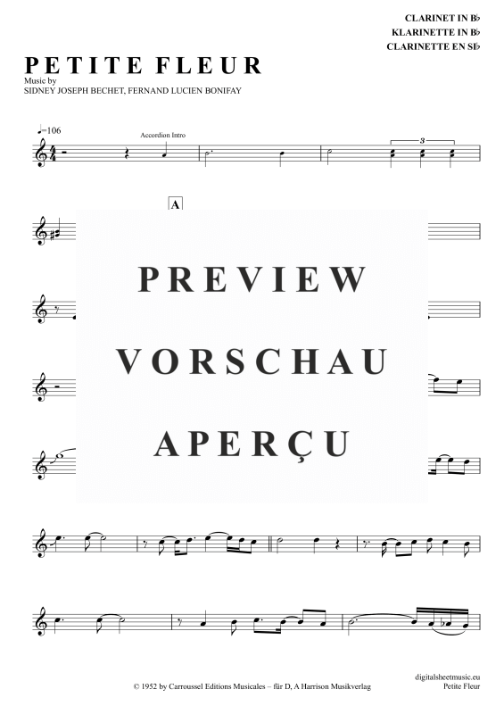 Product gallery: Page 2 of 4 Petite Fleur, Tex, Pete, Clarinet in B-flat