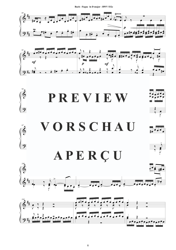Produktgalerie: Seite 7 von 9 Fuge in D-Dur BWV 532c - Piano Version, , Klavier Solo