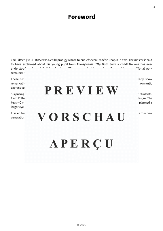 gallery: Six Préludes - First publication: Edited edition based on the original sketches of the child prodigy, , Klavier Solo