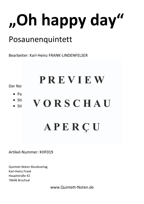 Product gallery: Page 2 of 11 Oh happy Day, , Trombone Quintet