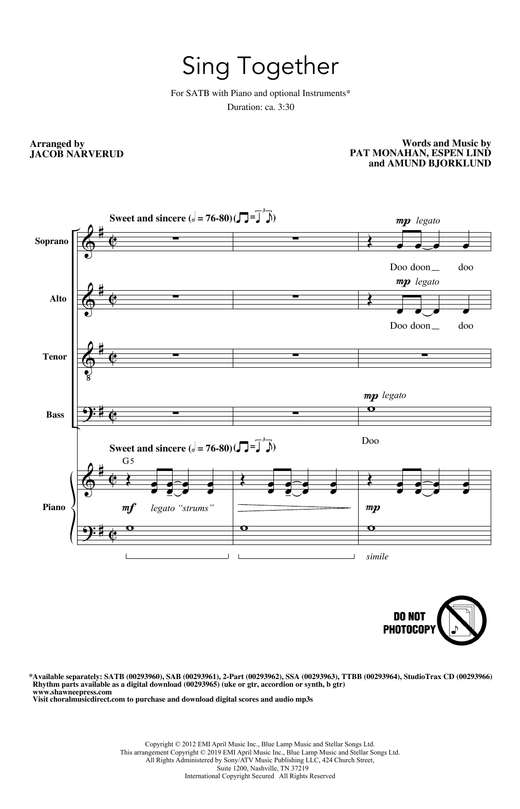 Product picture to: Sing Together (arr. Jacob Narverud)