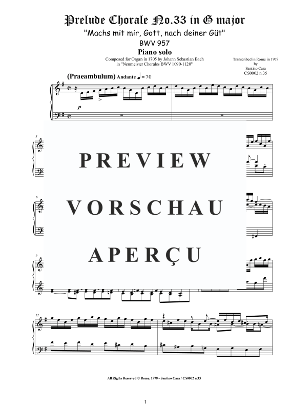 Produktgalerie: Seite 2 von 4 Präludium Choral No.33 in G-Dur (Machs mit mir, Gott, nach deiner Güt) BWV 957, , Klavier Solo