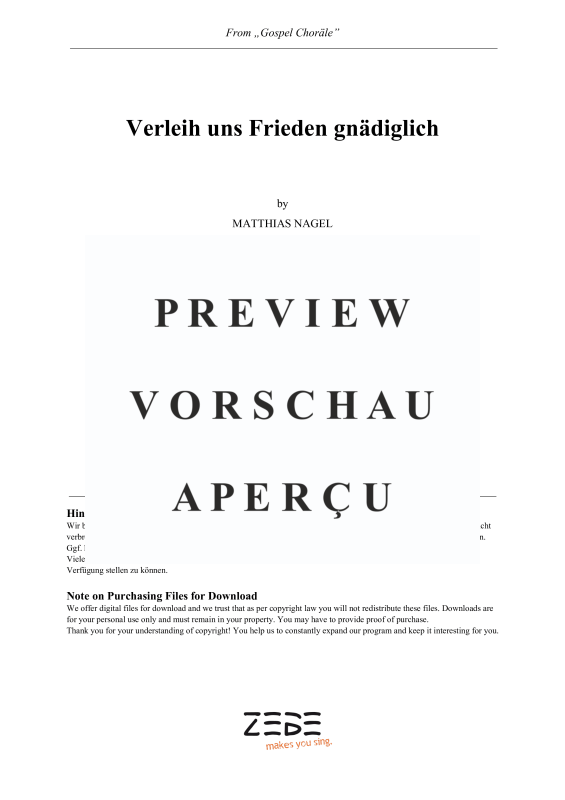 gallery: Verleih uns Frieden gnädiglich EG 421 / GL 475, , Gemischter Chor und Klavier