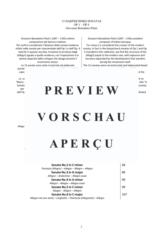 Produktgalerie: Seite 3 von 11 12 Cembalo Sonaten Teil 1/2 Op.1/Op. 4, , Cembalo/Klavier Solo