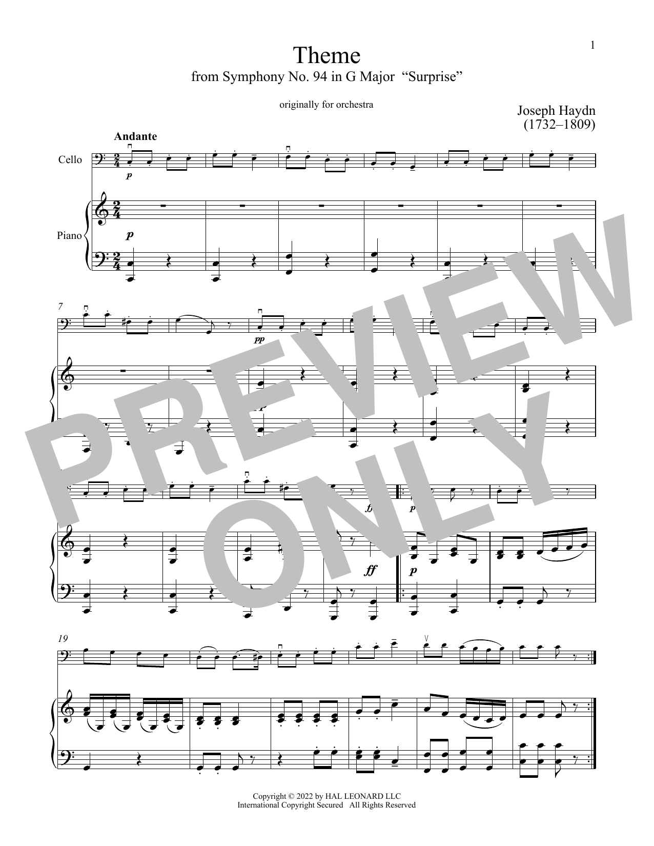 Produktgalerie: Seite 1 von 1 The Surprise Symphony, Franz Joseph Haydn, Klavier, Violoncello