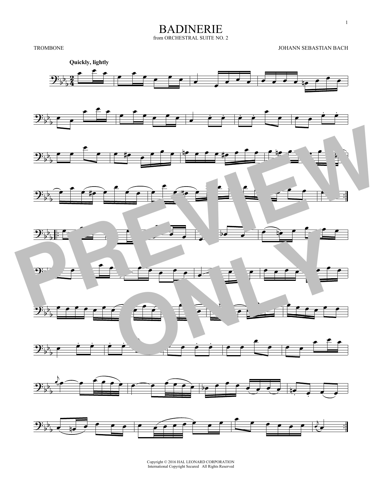 Produktgalerie: Seite 1 von 1 Badinerie (Suite No. 2), Johann Sebastian Bach, Posaune