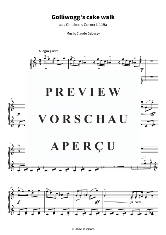 Produktgalerie: Seite 5 von 6 Golliwogg´s cake walk - Vereinfacht in C-Dur - Leicht & swingend für Wiedereinsteiger, , Klavier Solo
