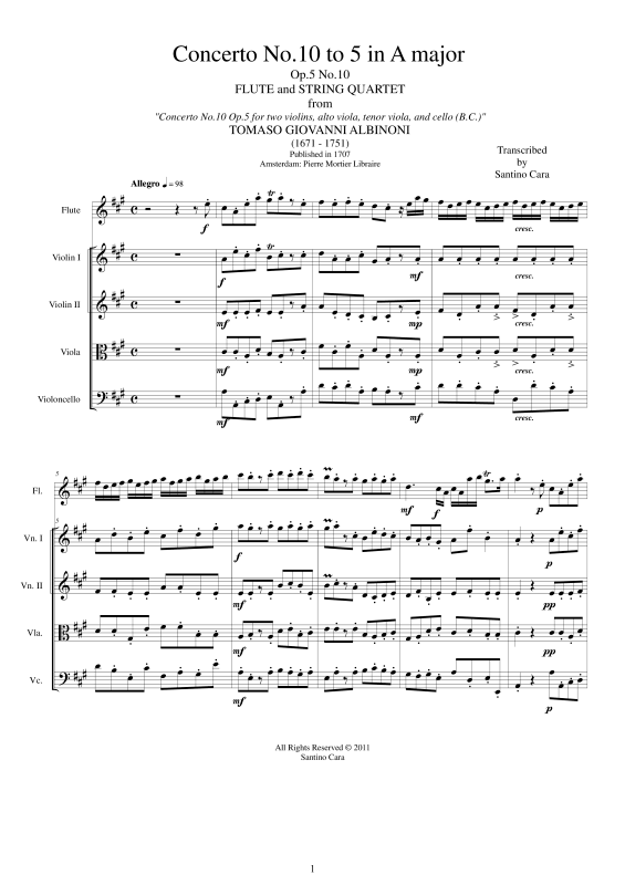 Produktbild zu: Concerto No.10 to 5 in A-Dur Op.5Tomaso Albinoni