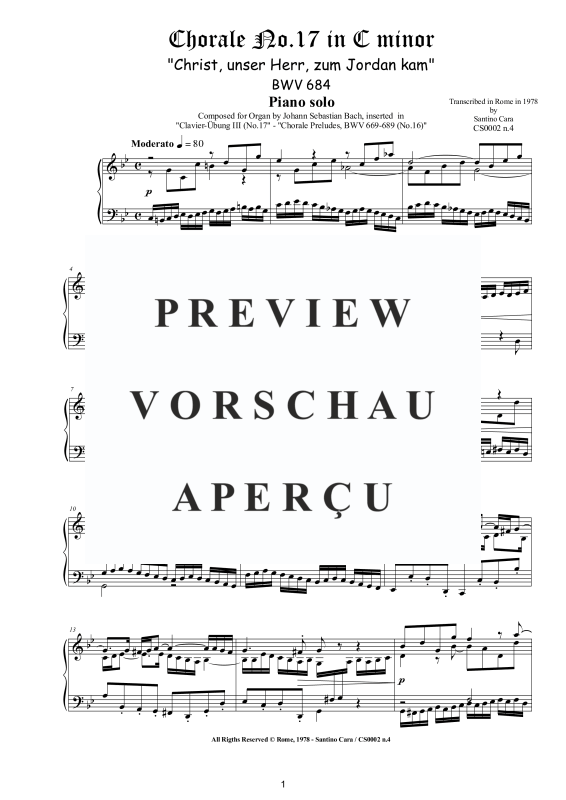 Product gallery: Page 2 of 5 Choral No.17 in C-Moll (Christ, unser Herr, zum Jordan kam) BWV 684, , Solo Piano