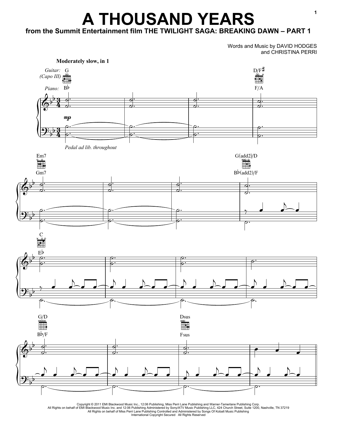 Produktgalerie: Seite 1 von 1 A Thousand Years, Christina Perri, Gesang, Gitarre, Klavier