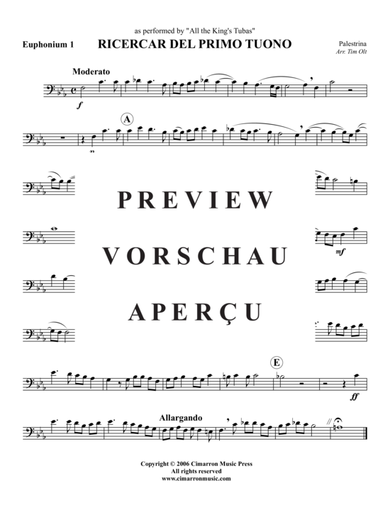 Product gallery: Page 4 of 9 Ricercar del primo tuono , , (Tuba Quartet: 2x Baritone, 2xTuba)