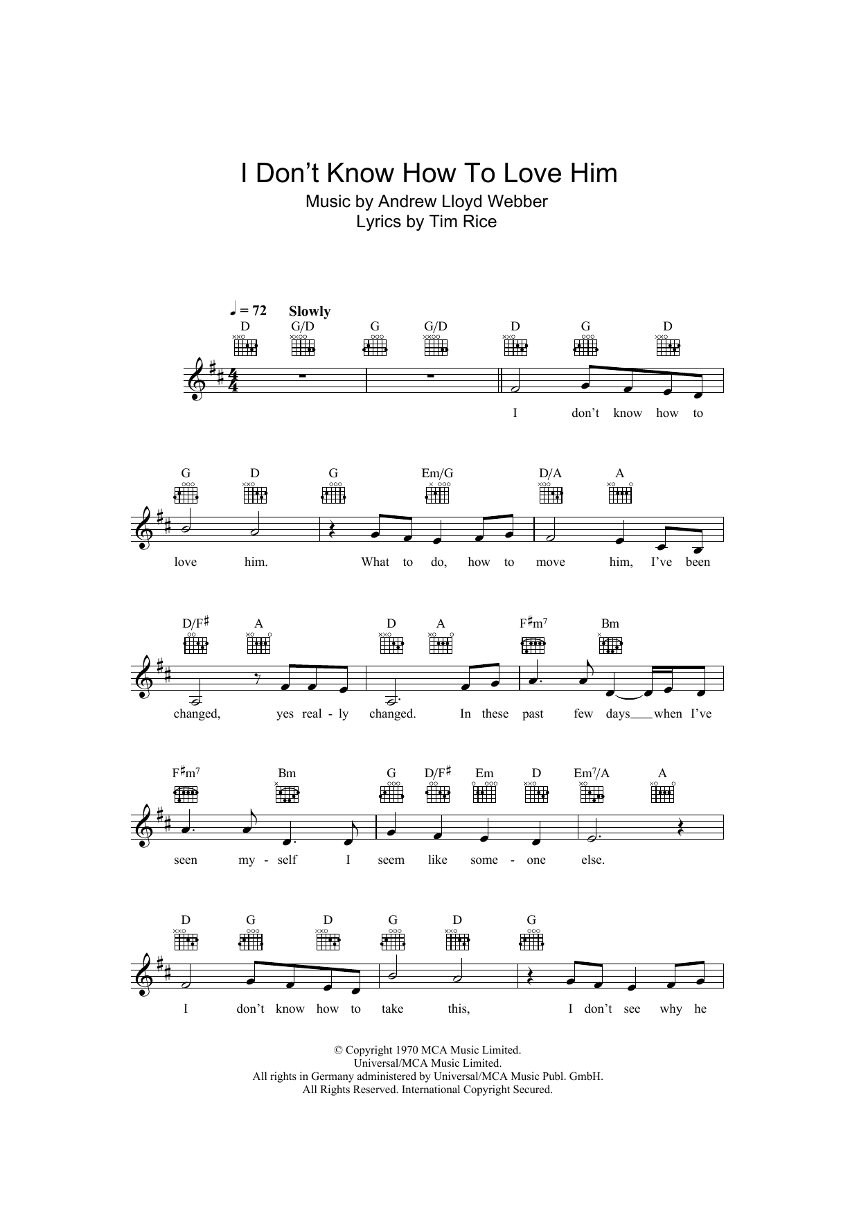 Produktbild zu: I Don't Know How To Love Him (from Jesus Christ Superstar)