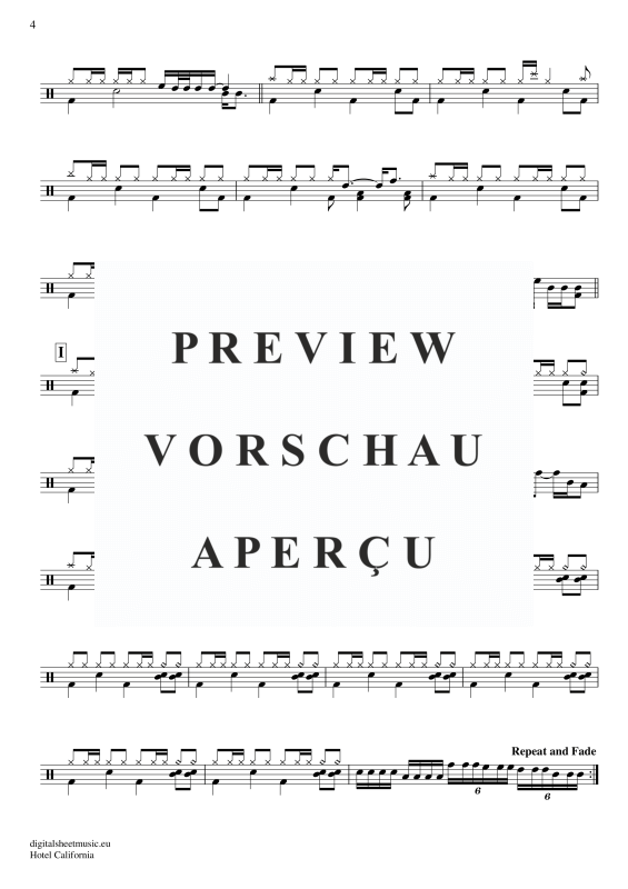 Product gallery: Page 5 of 5 Hotel California, Eagles, The, (Drums)