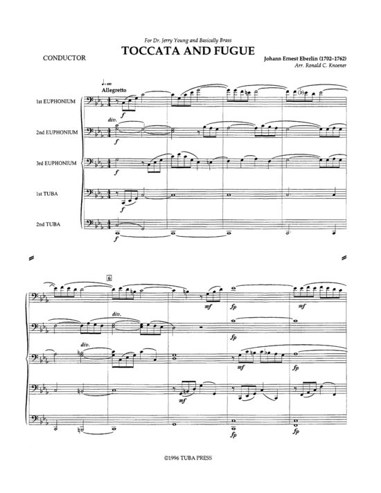 Product picture to: Toccata and Fugue Johann Eberlin
