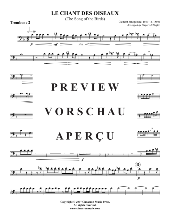Product gallery: Page 8 of 13 Le Chant des Oiseaux , , (Trombone Quartet)