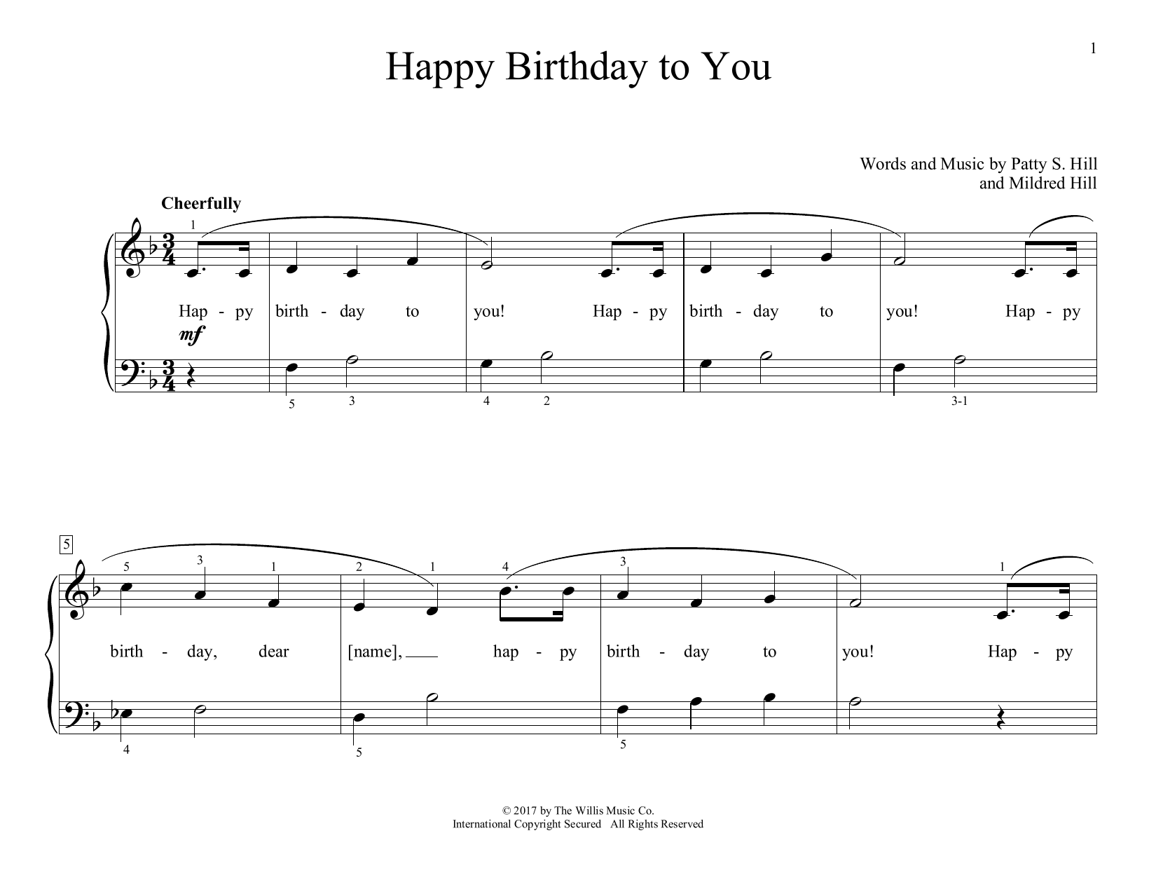 Produktgalerie: Seite 1 von 1 Happy Birthday To You (arr. Christopher Hussey), Mildred Hill & Patty Hill, Klavier