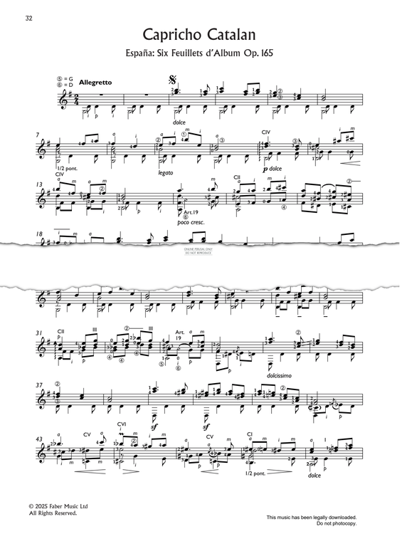Produktgalerie: Seite 1 von 1 Capricho Catalan (from España: Six Feuillets d’Album Op. 165), Isaac Albeniz, Gitarre