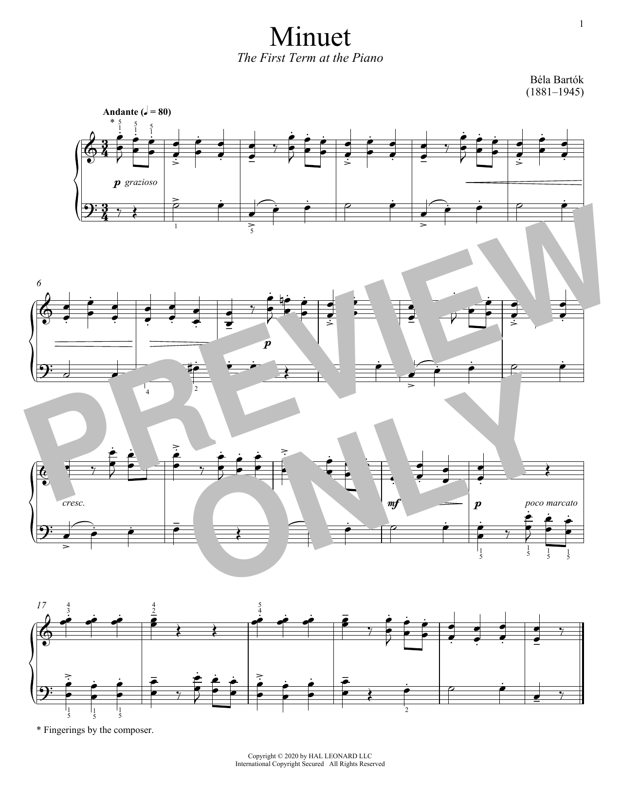 Produktbild zu: The First Term At The Piano, Minuet