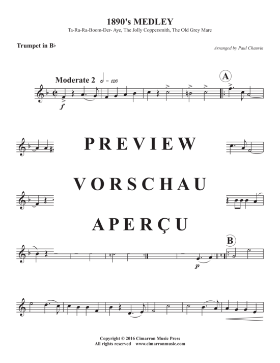 Produktgalerie: Seite 5 von 12 1890´s Medley , , (Blechbläser Trio für Trompete in B, Horn in F oder Posaune + Tuba)