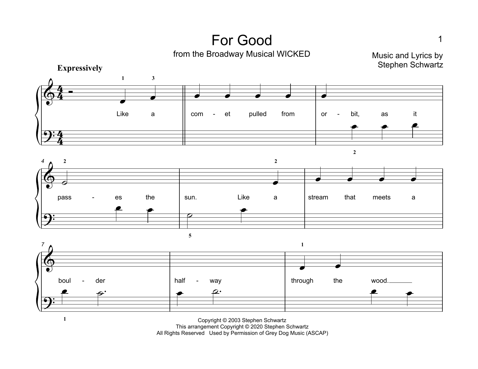 Product picture to: For Good (from Wicked) (arr. Christopher Hussey)