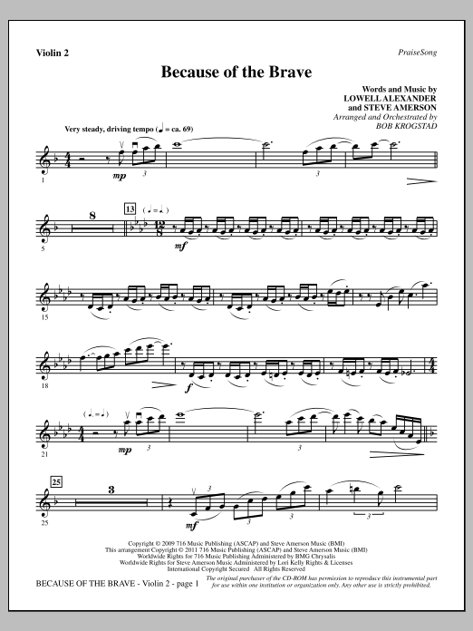 Product picture to: Because Of The Brave - Violin 2