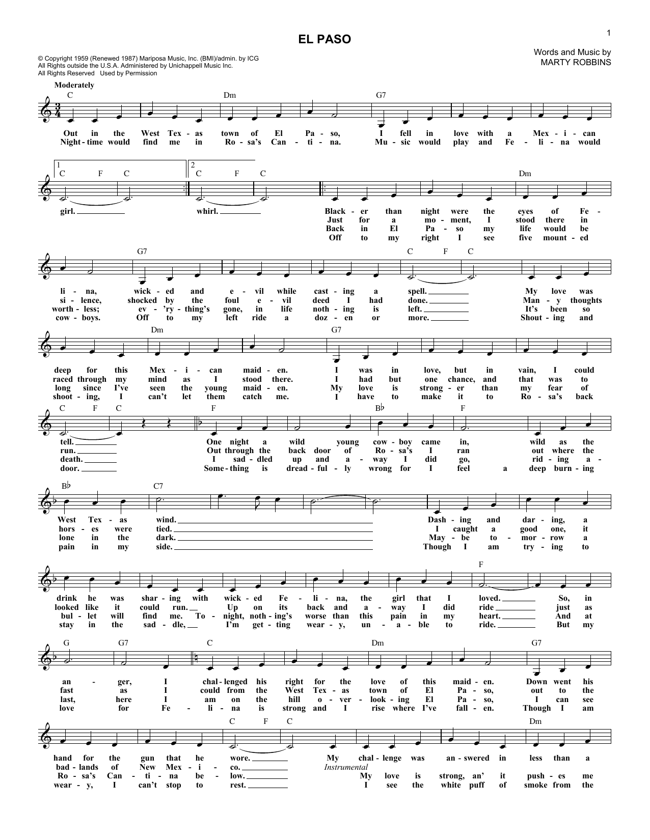 Produktgalerie: Seite 1 von 1 El Paso, Marty Robbins, Melodieinstrument
