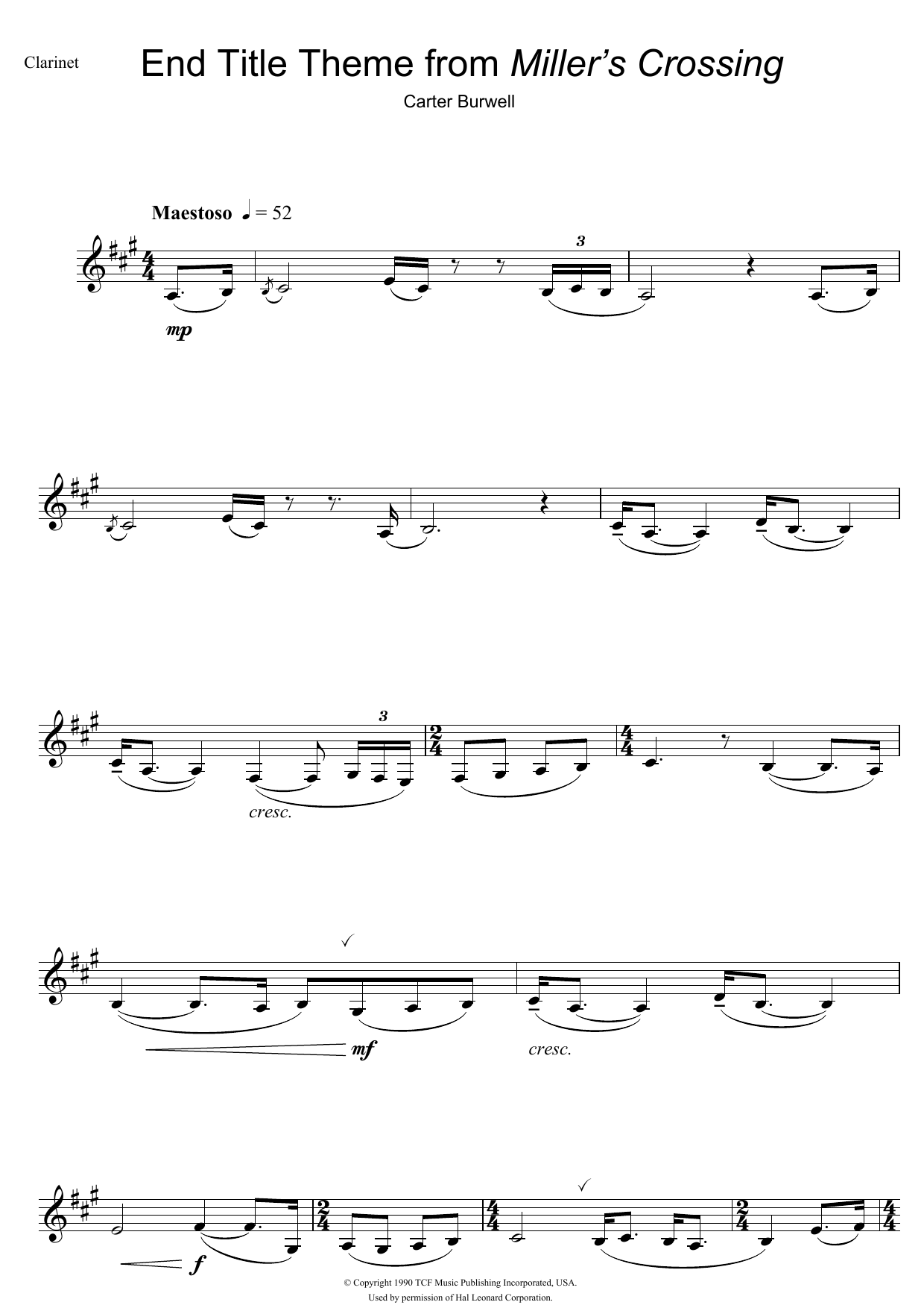 Product gallery: Page 1 of 1 Miller's Crossing (End Titles), Carter Burwell