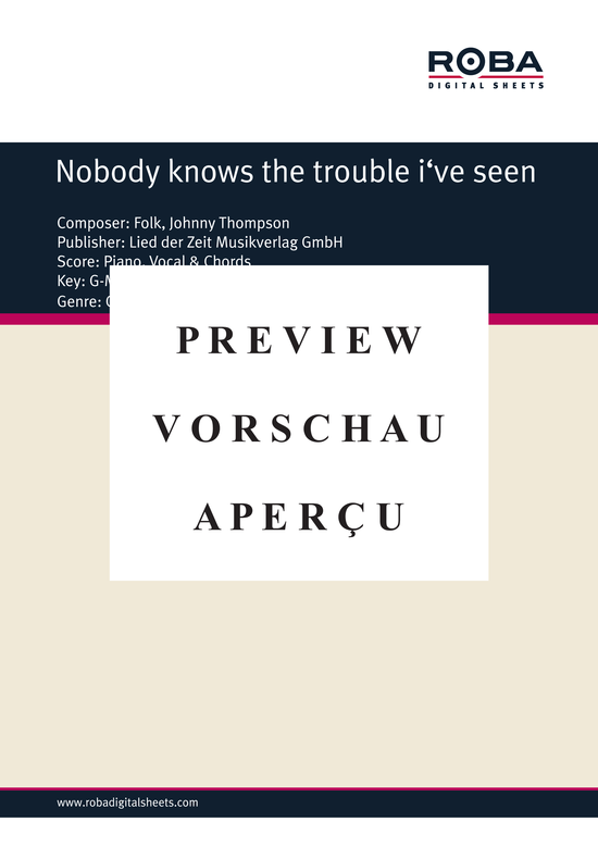 Product gallery: Page 2 of 3 Nobody knows the trouble I´ve seen , , Piano and Voice