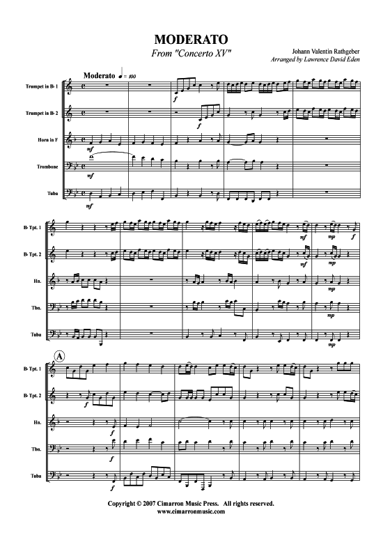 Produktbild zu: Moderato aus Concerto XV Johann Valentin Rathgeber