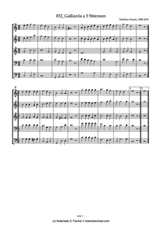Product picture to: Galliarda a 5 StimmenMelchior Franck (1580-1639)