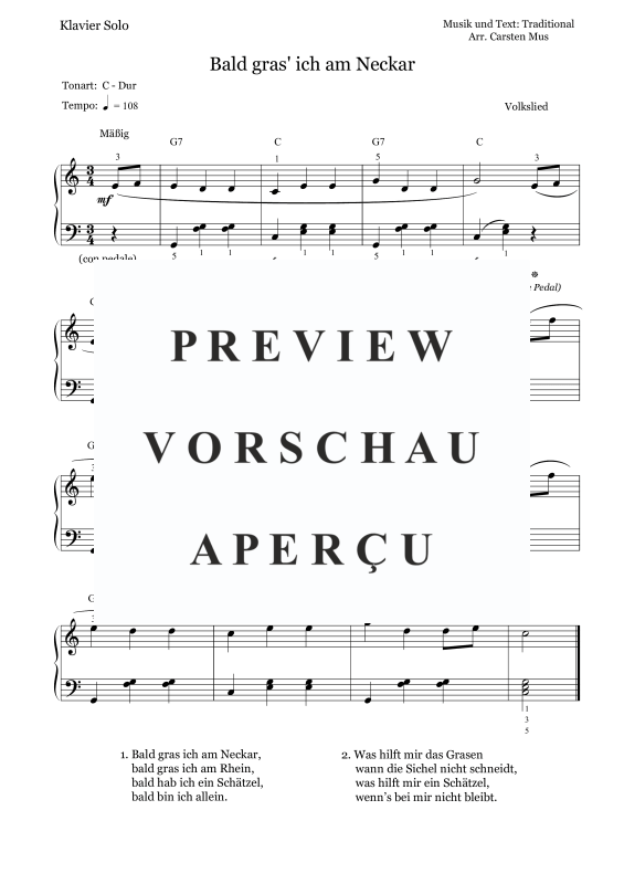 Produktbild zu: Bald gras ich am Neckar (C-Dur)Traditional
