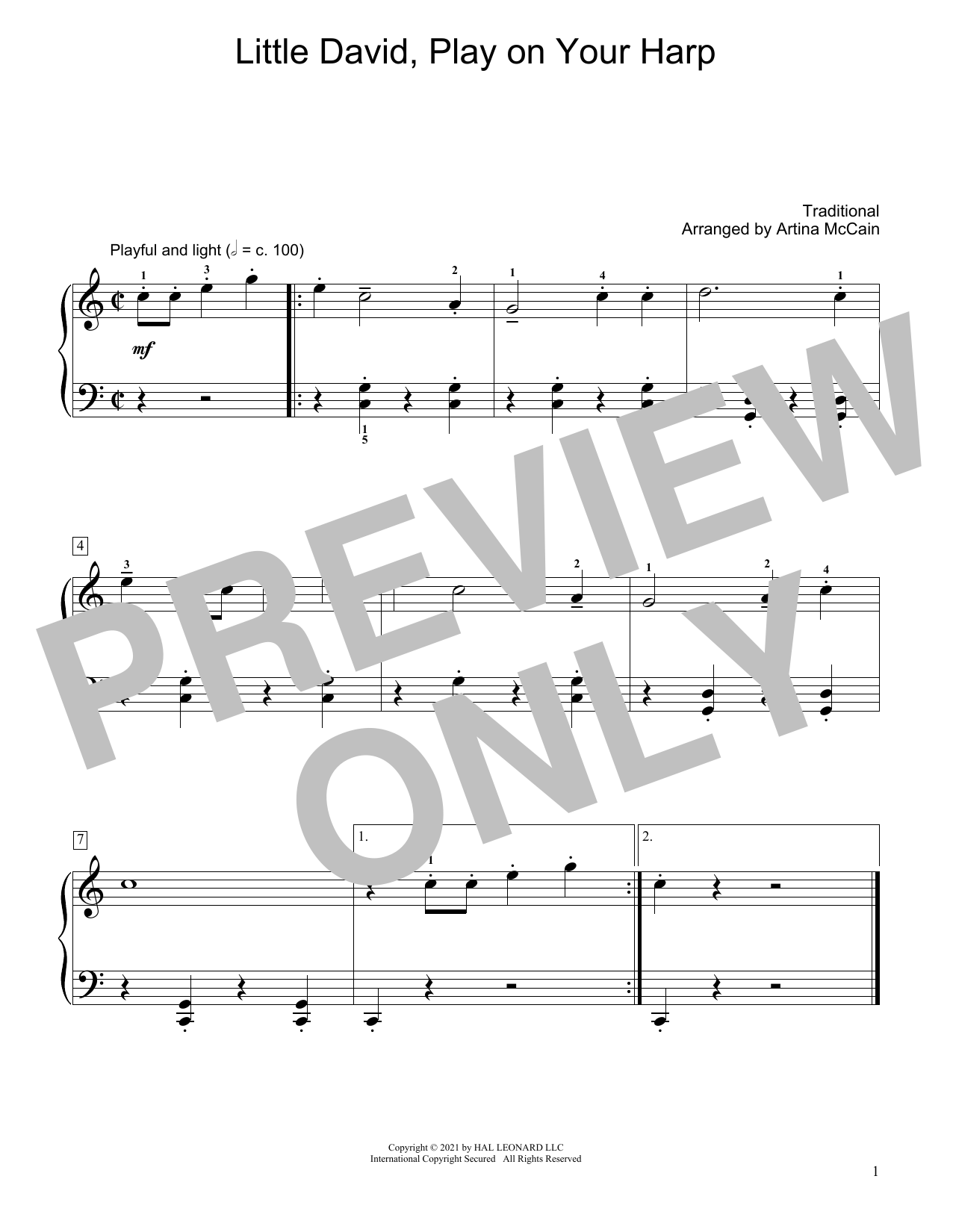 Product picture to: Little David, Play On Your Harp (arr. Artina McCain)