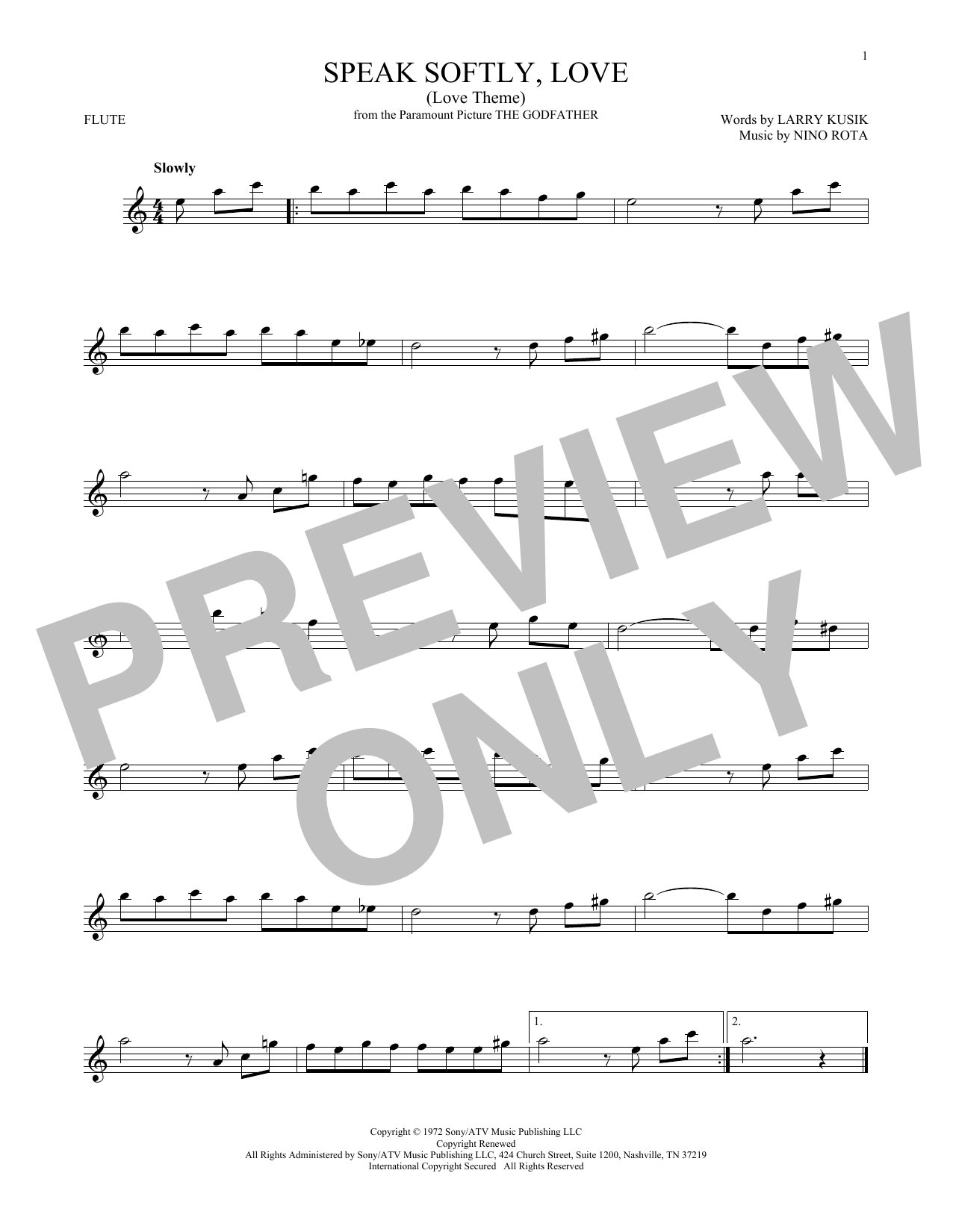 Product gallery: Page 1 of 1 Speak Softly, Love (Love Theme), Andy Williams