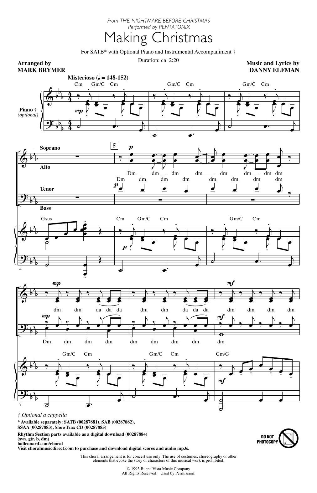 Produktbild zu: Making Christmas (from The Nightmare Before Christmas) (arr. Mark Brymer)