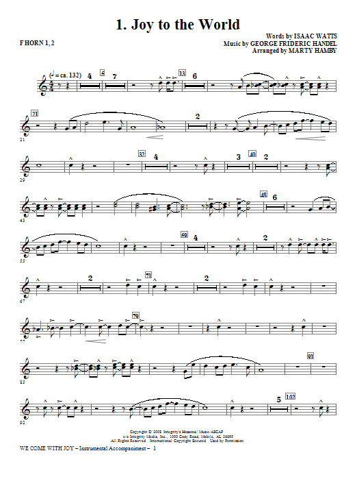 Product gallery: Page 1 of 1 We Come With Joy Orchestration - Horn 1 & 2, Marty Hamby