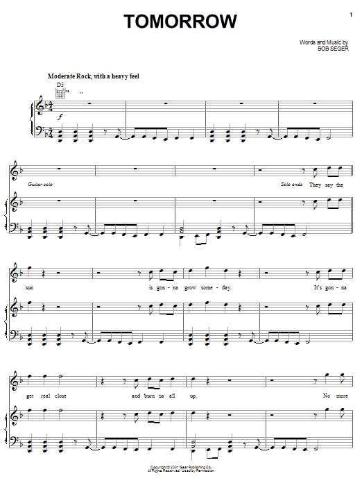 Produktgalerie: Seite 1 von 1 Tomorrow, Bob Seger, Gesang, Gitarre, Klavier