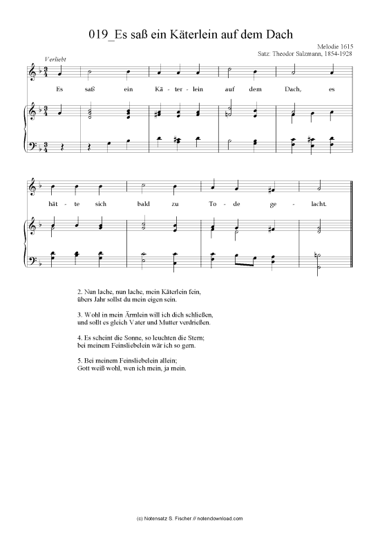 Produktbild zu: Es saß ein Käterlein auf dem Dach Melodie 1615  