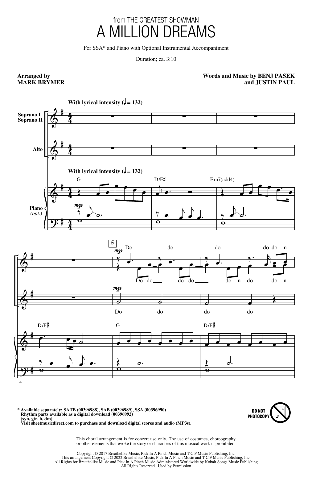 Produktgalerie: Seite 1 von 1 A Million Dreams (from The Greatest Showman) (arr. Mark Brymer), Pasek & Paul, Chor