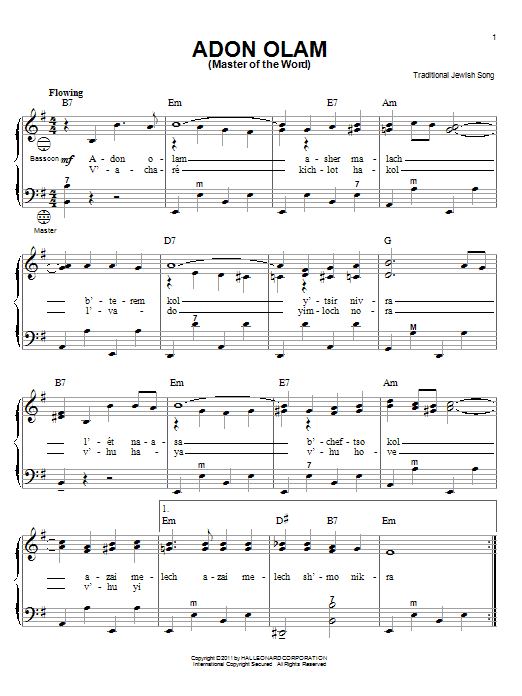 Product gallery: Page 1 of 1 Adon Olam (Master Of The Word), Traditional Jewish Song